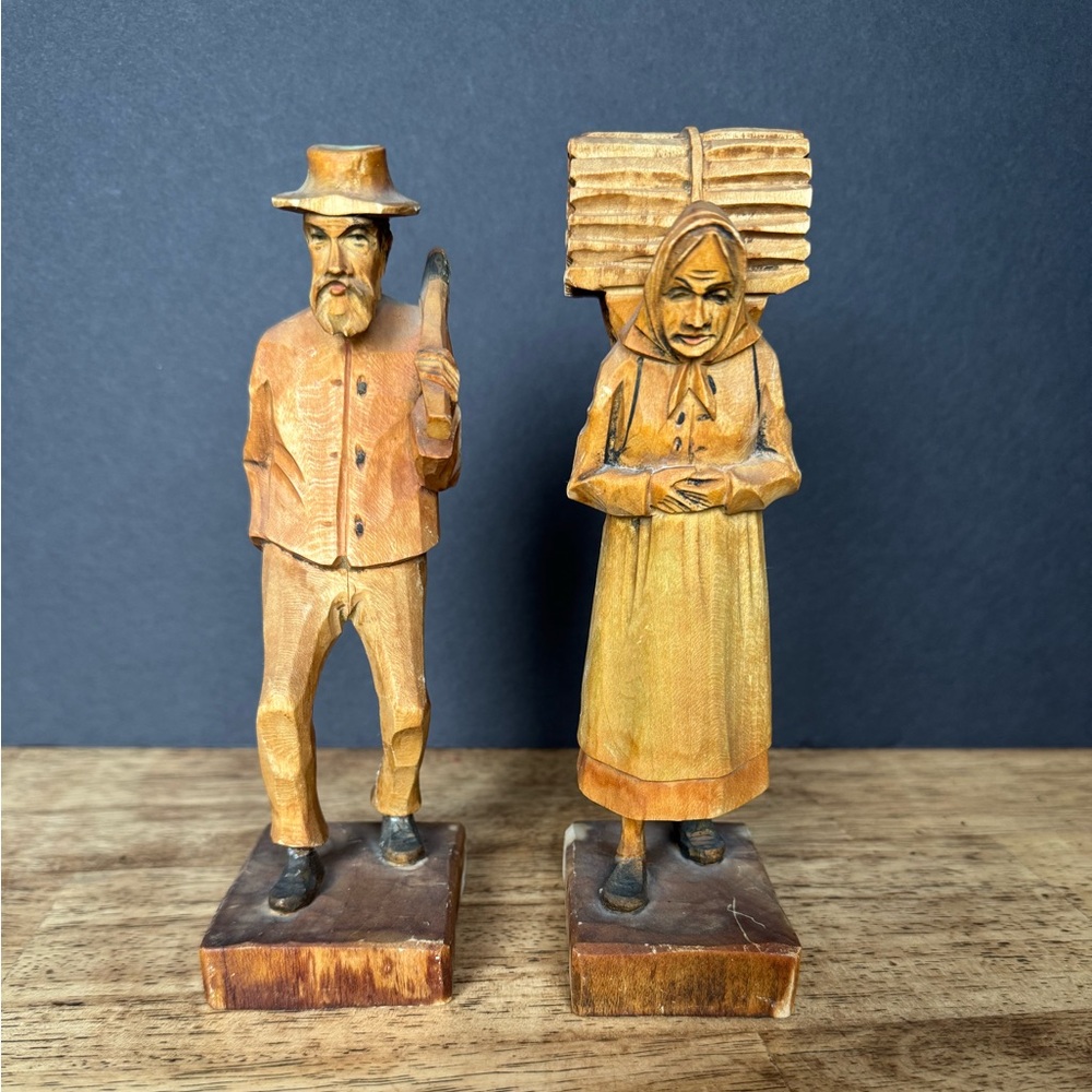 Vintage Rustic Brown Folk Art Sculpture